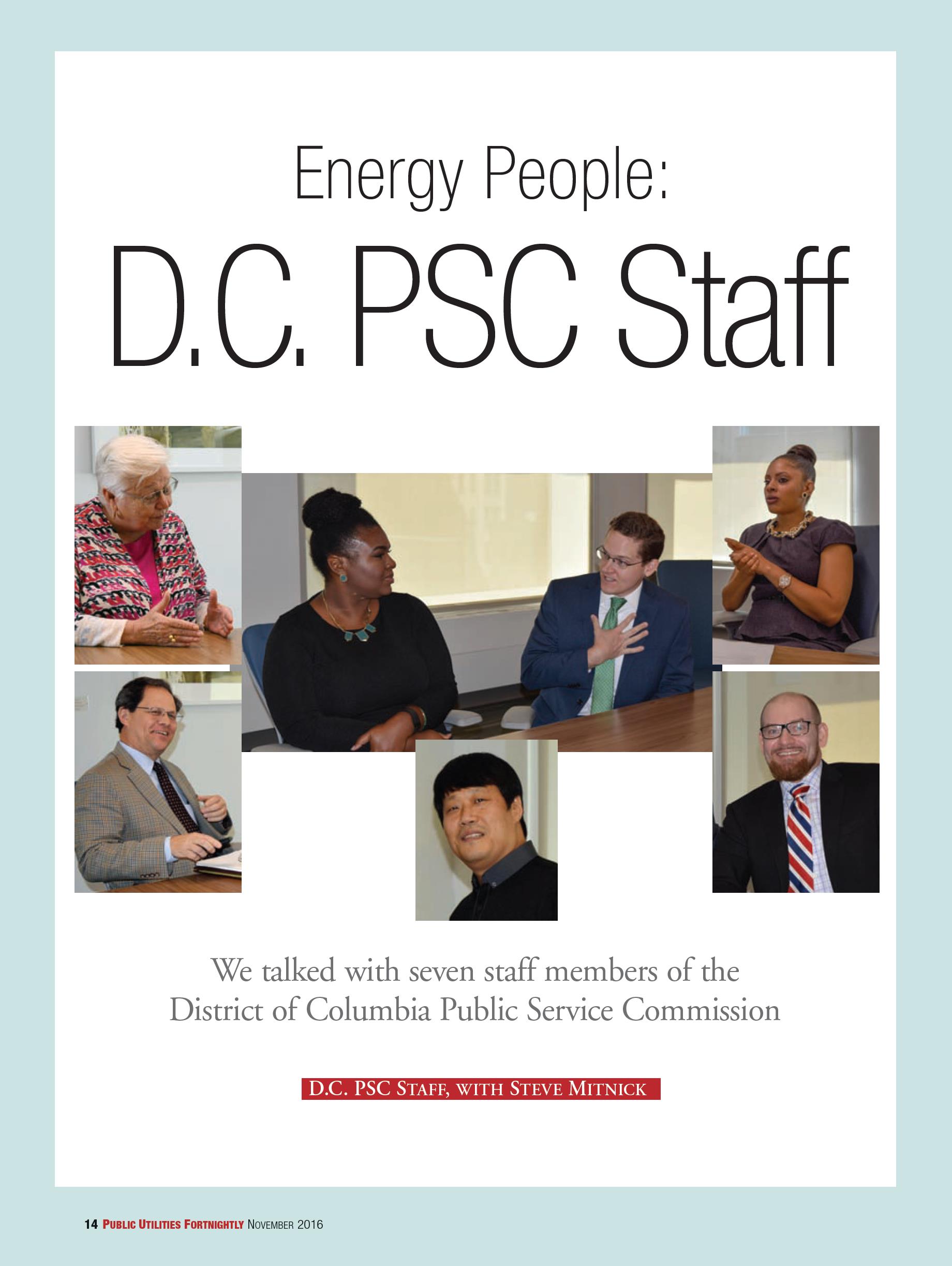 DCPSC Staff featured in the November issue of Public Utilities Fortnightly